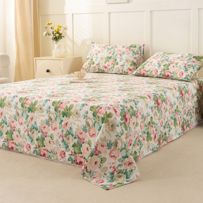 91家纺网 家纺一手货源 找家纺 锦鹭被业 2025新款复古全棉纯棉单床单单品床单床单单件 花海