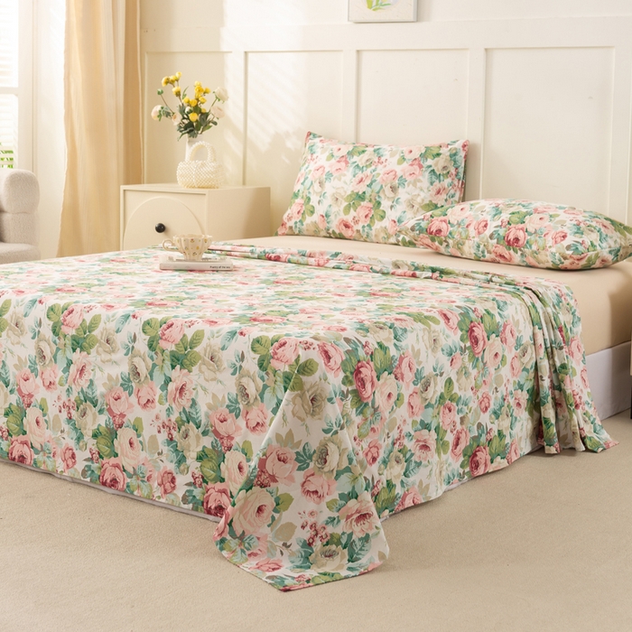 91家纺网 家纺一手货源 找家纺 锦鹭被业 2025新款复古全棉纯棉单床单单品床单床单单件 花海