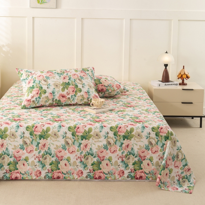 91家纺网 家纺一手货源 找家纺 锦鹭被业 2025新款复古全棉纯棉单床单单品床单床单单件 花海