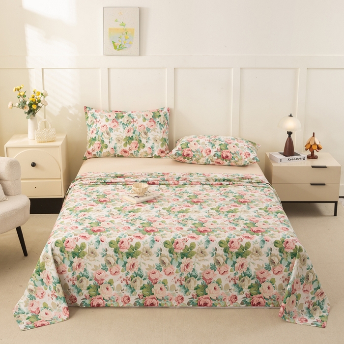 91家纺网 家纺一手货源 找家纺 锦鹭被业 2025新款复古全棉纯棉单床单单品床单床单单件 花海