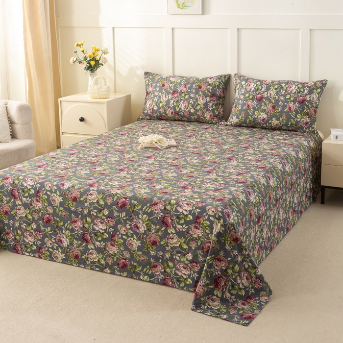 91家纺网 家纺一手货源 找家纺 锦鹭被业 2025新款复古全棉纯棉单床单单品床单床单单件 相约