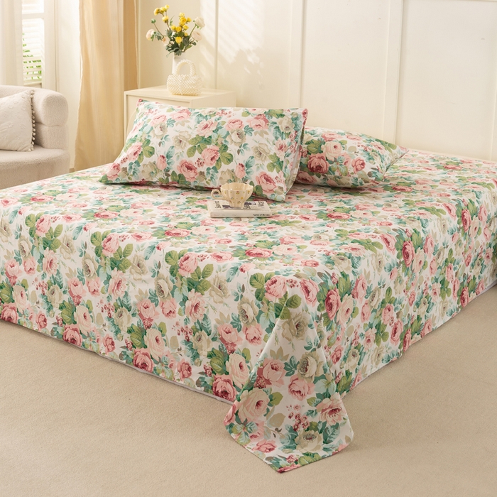 91家纺网 家纺一手货源 找家纺 锦鹭被业 2025新款复古全棉纯棉单床单单品床单床单单件 花海