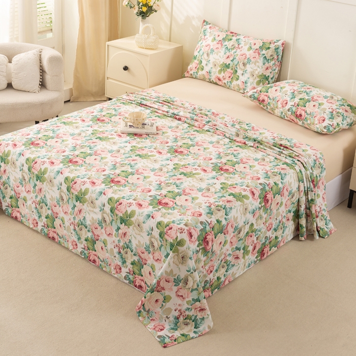 91家纺网 家纺一手货源 找家纺 锦鹭被业 2025新款复古全棉纯棉单床单单品床单床单单件 花海