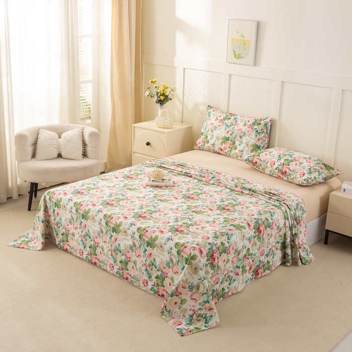 91家纺网 家纺一手货源 找家纺 锦鹭被业 2025新款复古全棉纯棉单床单单品床单床单单件 花海