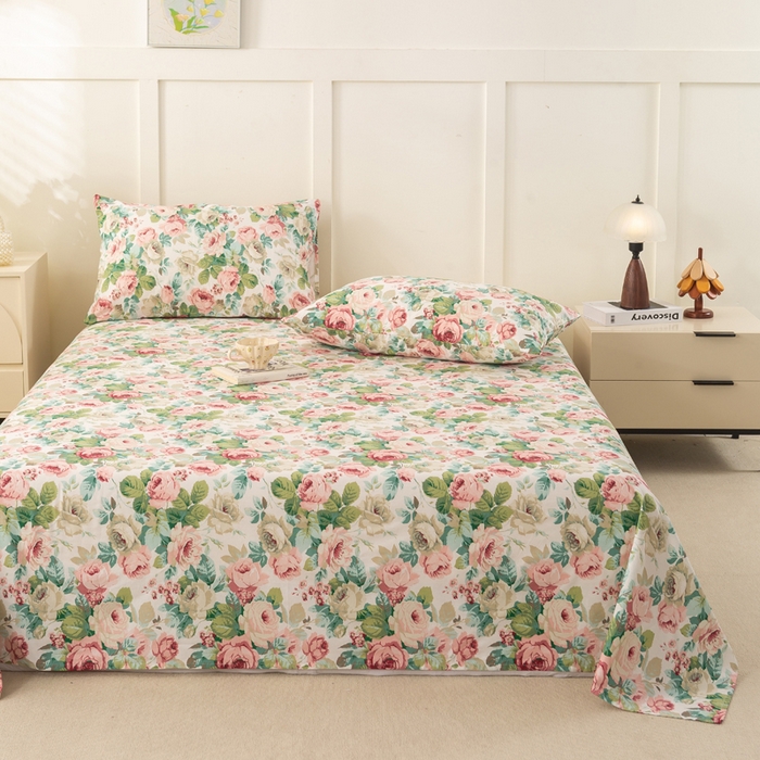 91家纺网 家纺一手货源 找家纺 锦鹭被业 2025新款复古全棉纯棉单床单单品床单床单单件 花海