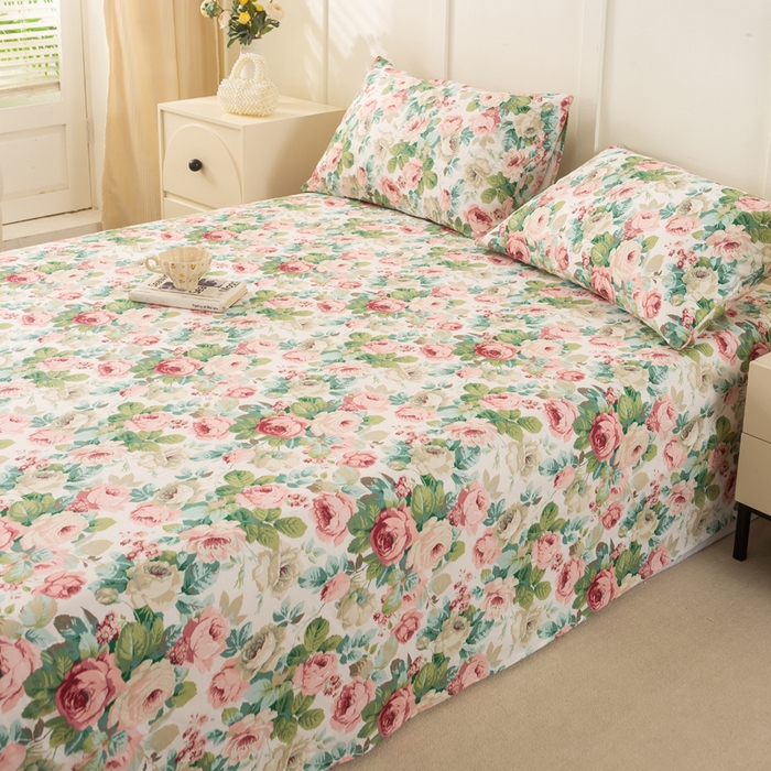 91家纺网 家纺一手货源 找家纺 锦鹭被业 2025新款复古全棉纯棉单床单单品床单床单单件 花海