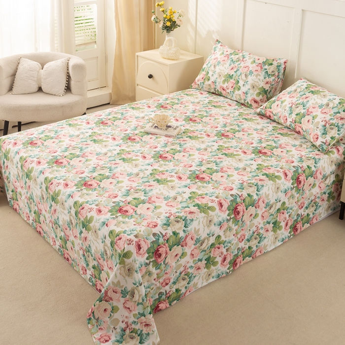 91家纺网 家纺一手货源 找家纺 锦鹭被业 2025新款复古全棉纯棉单床单单品床单床单单件 花海