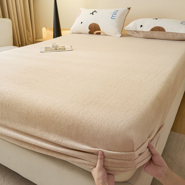 摩妮卡 2025新款加厚保暖牛奶绒床笠单床笠床笠单件-保护床垫三件套系列 莫纱-咖