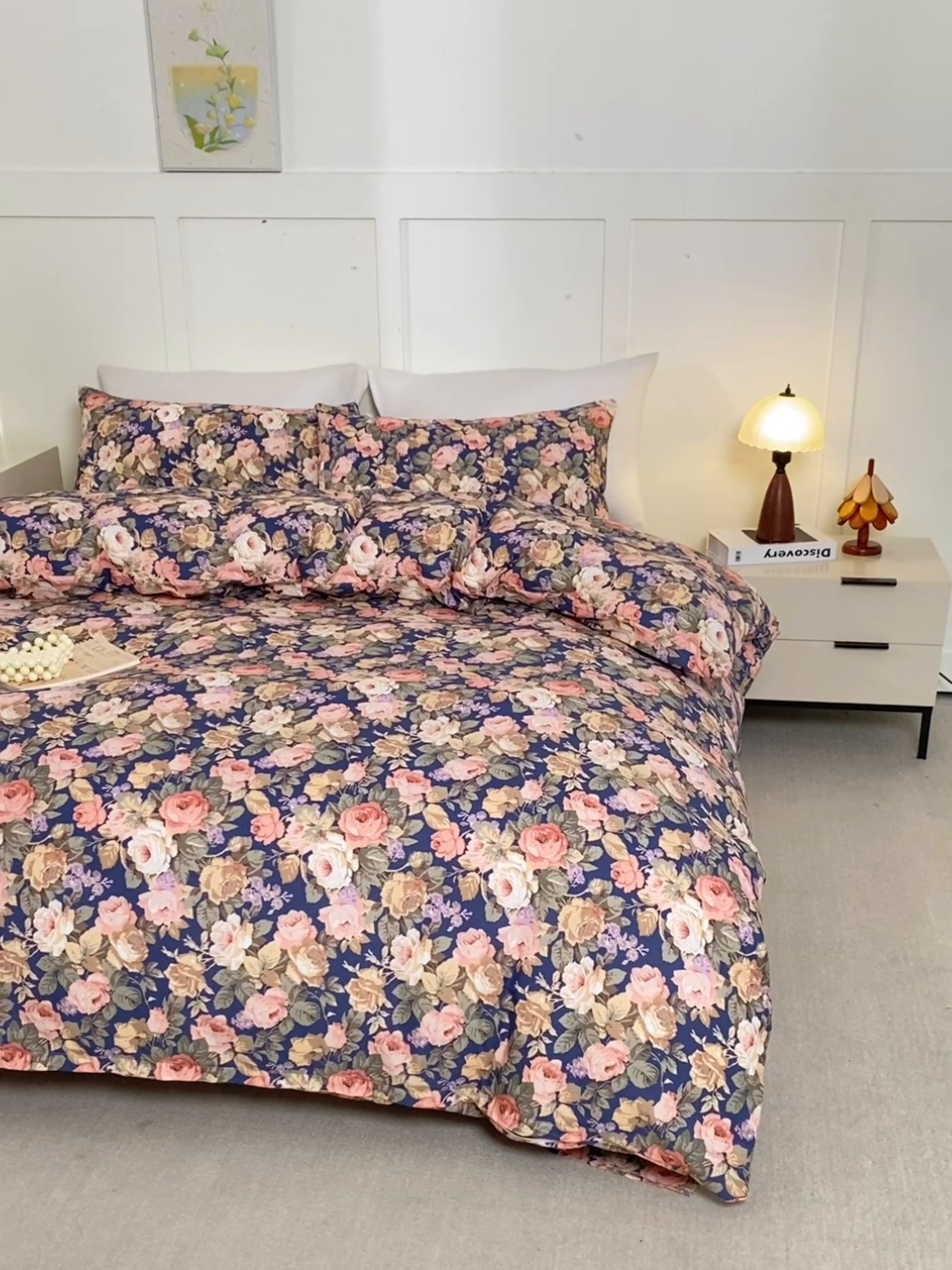 91家纺网 家纺一手货源 找家纺 锦鹭被业 2025新款复古全棉纯棉四件套 繁华似锦