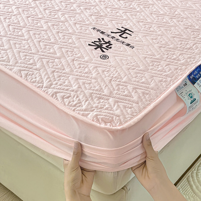 91家纺网 家纺一手货源 找家纺 花享莱 2025新款希尔顿同款无染磨毛床笠三件套 无染-粉