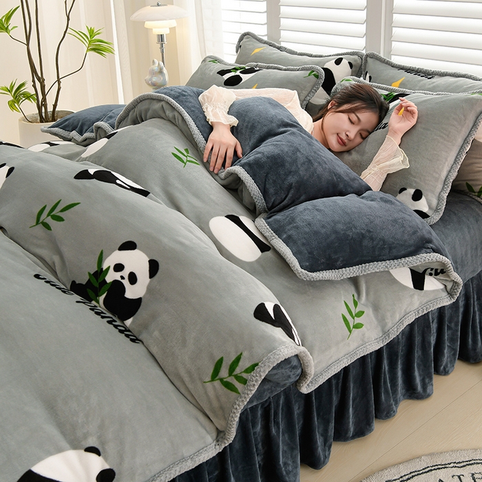 91家纺网 家纺一手货源 找家纺 （总）牵依 2025 直播爆款高克重加厚牛奶绒四件套法兰绒四件套珊瑚绒