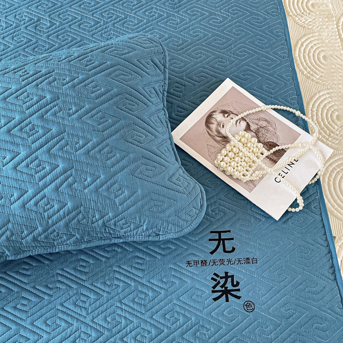 91家纺网 家纺一手货源 找家纺 花享莱 2025新款希尔顿同款无染磨毛床笠三件套 无染-湖蓝