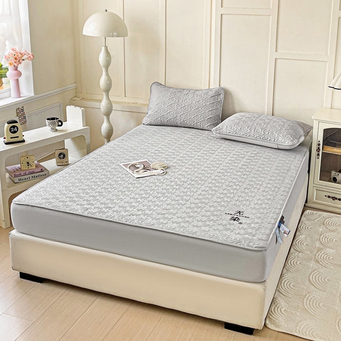 91家纺网 家纺一手货源 找家纺 花享莱 2025新款希尔顿同款无染磨毛床笠三件套 无染-灰