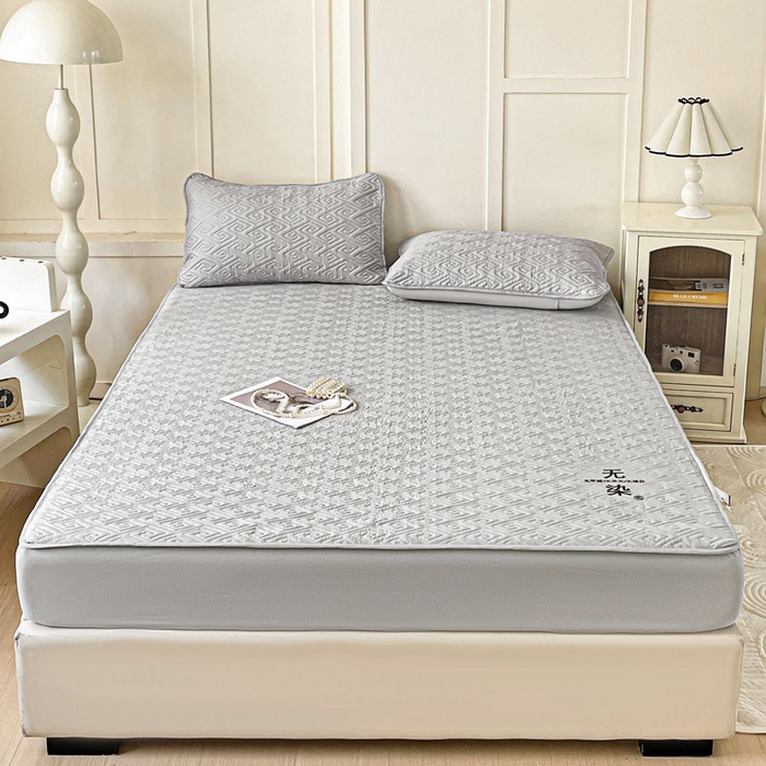 91家纺网 家纺一手货源 找家纺 花享莱 2025新款希尔顿同款无染磨毛床笠三件套 无染-灰