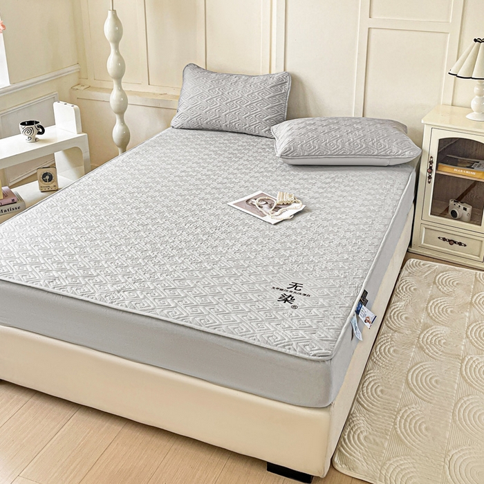 91家纺网 家纺一手货源 找家纺 花享莱 2025新款希尔顿同款无染磨毛床笠三件套 无染-灰