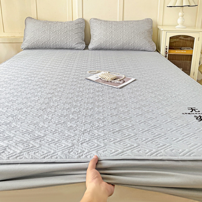 91家纺网 家纺一手货源 找家纺 花享莱 2025新款希尔顿同款无染磨毛床笠三件套 无染-灰