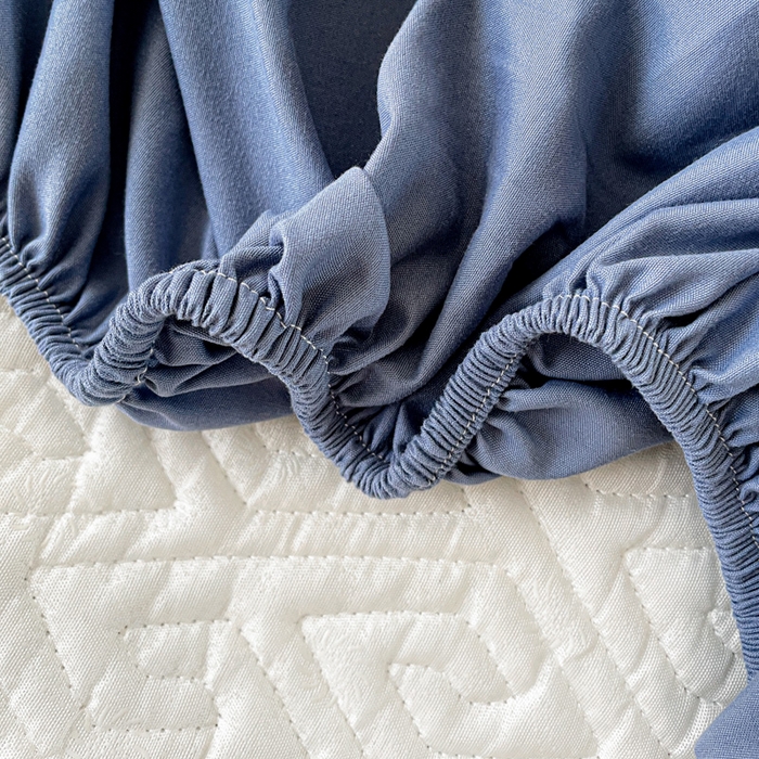 91家纺网 家纺一手货源 找家纺 花享莱 2025新款希尔顿同款无染磨毛床笠三件套 无染-蓝