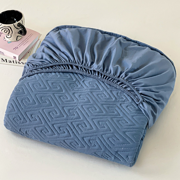 91家纺网 家纺一手货源 找家纺 花享莱 2025新款希尔顿同款无染磨毛床笠三件套 无染-蓝