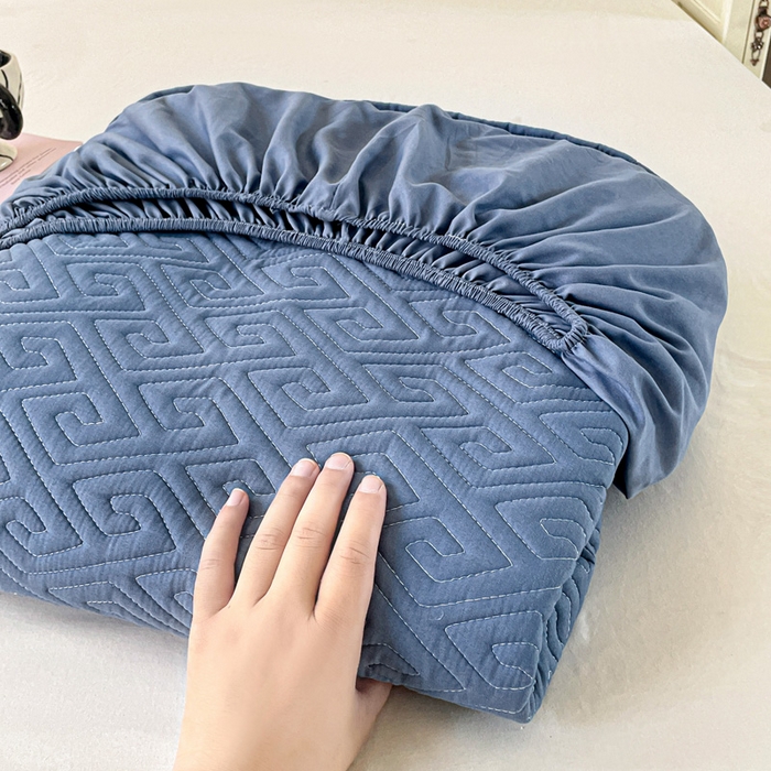 91家纺网 家纺一手货源 找家纺 花享莱 2025新款希尔顿同款无染磨毛床笠三件套 无染-蓝