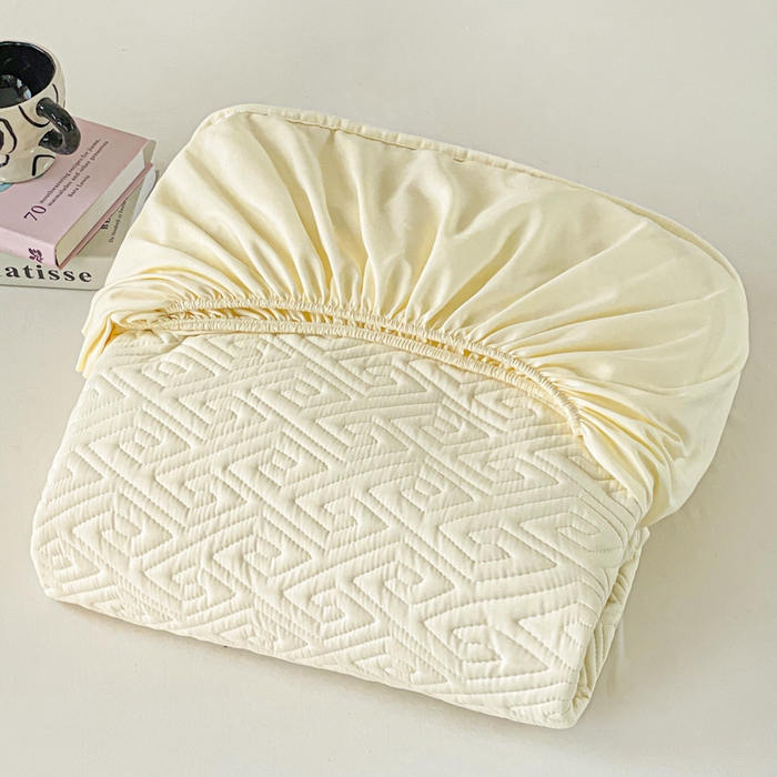 91家纺网 家纺一手货源 找家纺 花享莱 2025新款希尔顿同款无染磨毛床笠三件套 无染-米