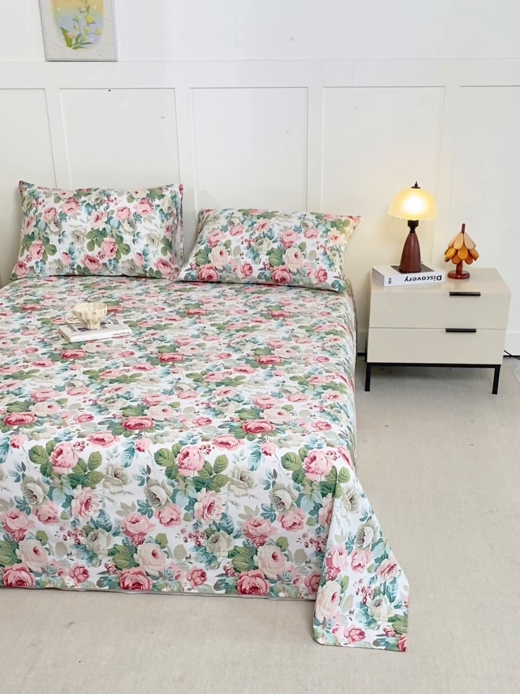 91家纺网 家纺一手货源 找家纺 锦鹭被业 2025新款复古全棉纯棉单床单单品床单床单单件 花海