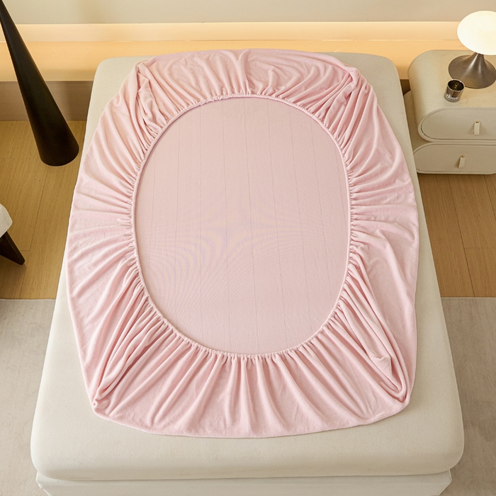 91家纺网 家纺一手货源 找家纺 摩妮卡 2025新款加厚保暖牛奶绒床笠单床笠床笠单件-保护床垫三件套系列 莫纱-梦粉