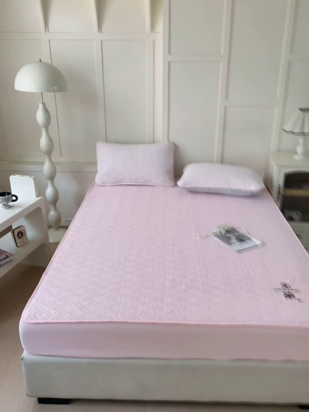 91家纺网 家纺一手货源 找家纺 花享莱 2025新款希尔顿同款无染磨毛床笠三件套 无染-粉