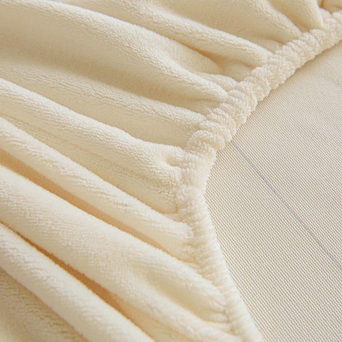 91家纺网 家纺一手货源 找家纺 摩妮卡 2025新款加厚保暖牛奶绒床笠单床笠床笠单件-保护床垫三件套系列 莫纱-米白