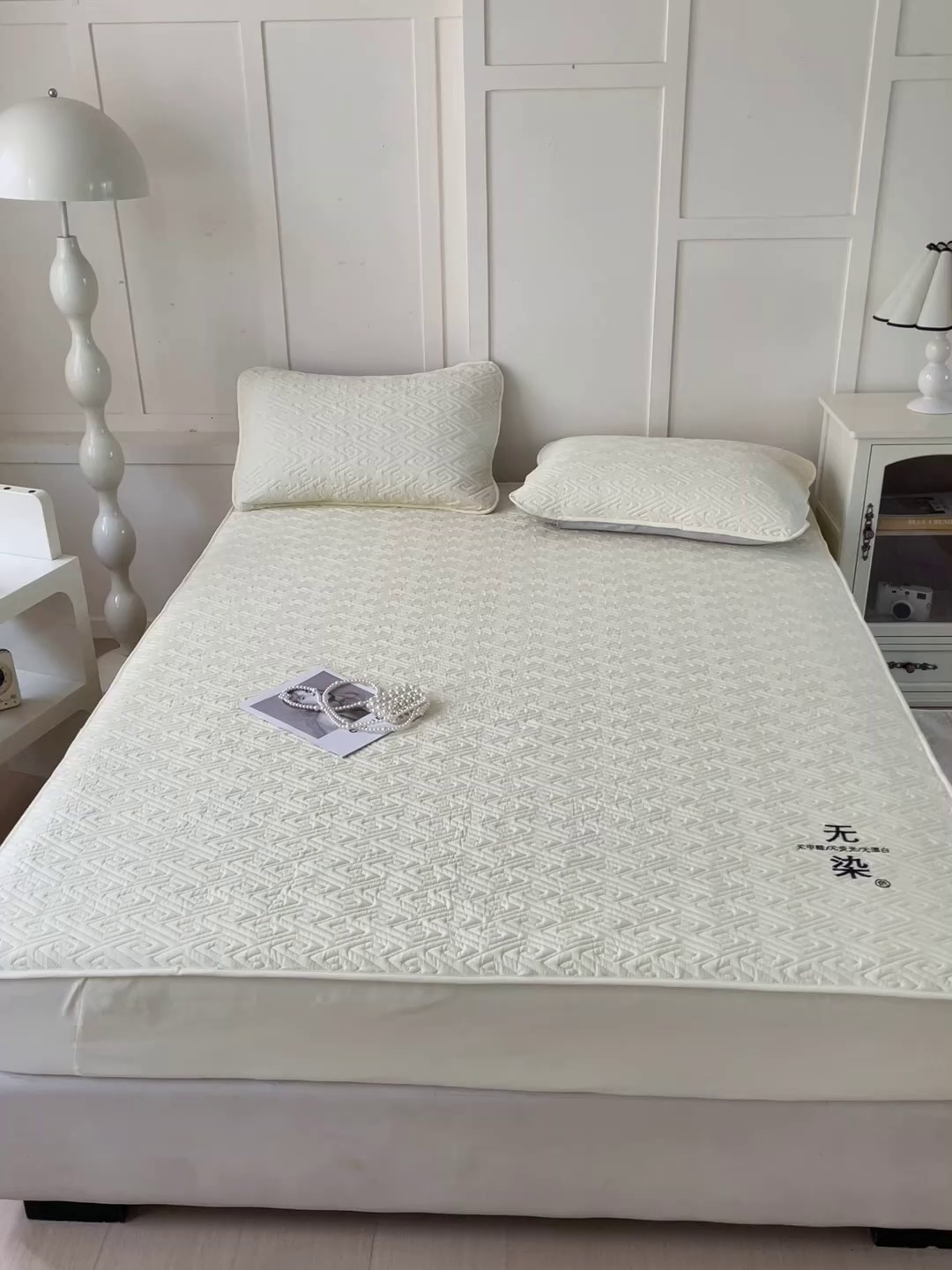 91家纺网 家纺一手货源 找家纺 花享莱 2025新款希尔顿同款无染磨毛床笠三件套 无染-米