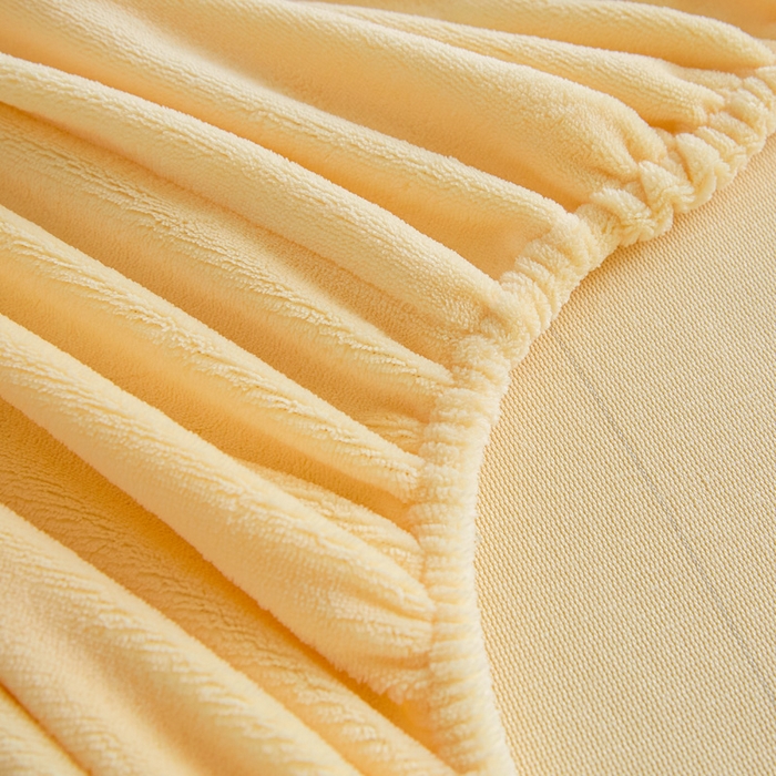 91家纺网 家纺一手货源 找家纺 摩妮卡 2025新款加厚保暖牛奶绒床笠单床笠床笠单件-保护床垫三件套系列 莫纱-柠檬黄