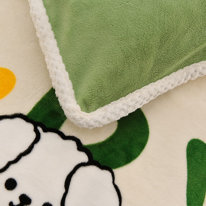 91家纺网 家纺一手货源 找家纺 牵依 2025新款直播床裙小清新印花牛奶绒四件套法兰绒四件套 嗨皮狗