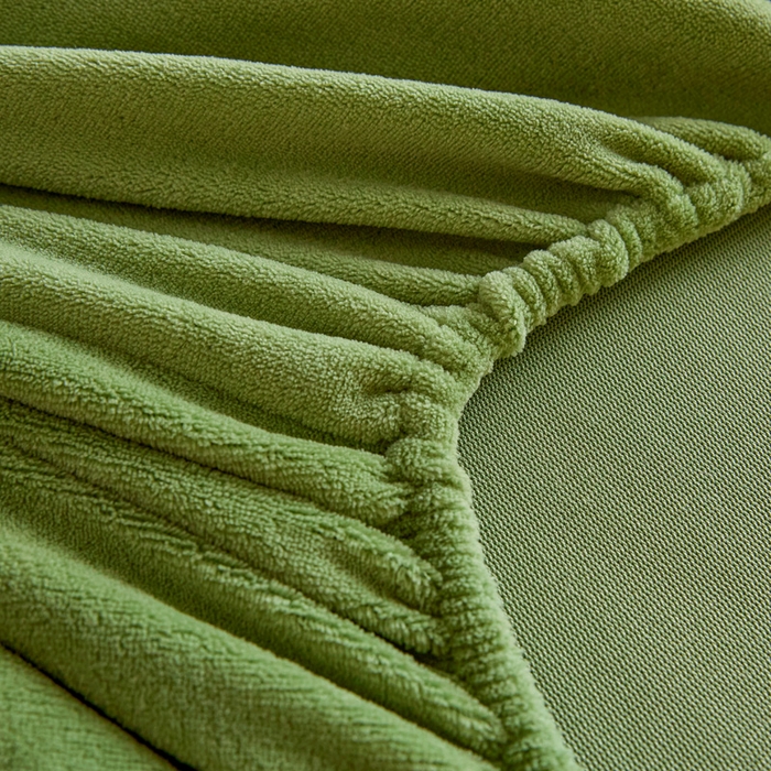 91家纺网 家纺一手货源 找家纺 摩妮卡 2025新款加厚保暖牛奶绒床笠单床笠床笠单件-保护床垫三件套系列 莫纱-藻绿