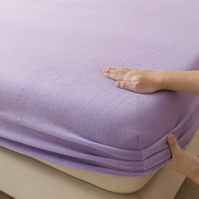 91家纺网 家纺一手货源 找家纺 摩妮卡 2025新款加厚保暖牛奶绒床笠单床笠床笠单件-保护床垫三件套系列 莫纱-紫