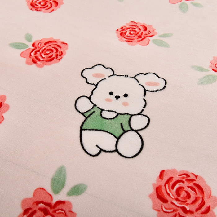 91家纺网 家纺一手货源 找家纺 牵依 2025新款直播床裙小清新印花牛奶绒四件套法兰绒四件套 小花兔子