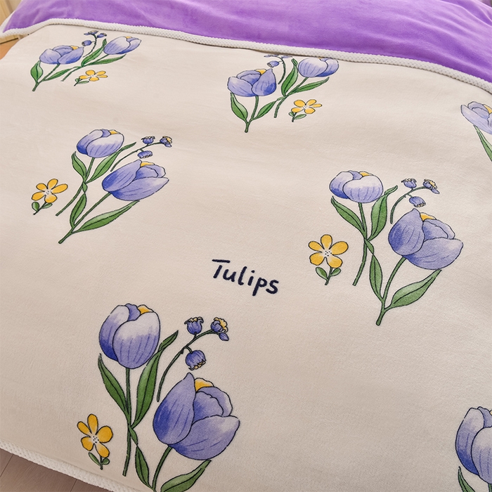 91家纺网 家纺一手货源 找家纺 牵依 2025新款直播床裙小清新印花牛奶绒四件套法兰绒四件套 花开曼舞