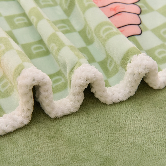 91家纺网 家纺一手货源 找家纺 牵依 2025新款直播床裙小清新印花牛奶绒四件套法兰绒四件套 南瓜派-绿