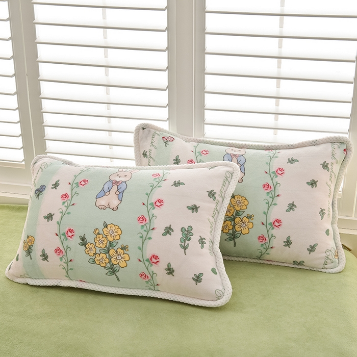 91家纺网 家纺一手货源 找家纺 牵依 2025新款直播床裙小清新印花牛奶绒四件套法兰绒四件套 梦想花园