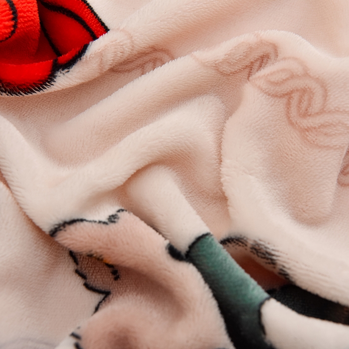 91家纺网 家纺一手货源 找家纺 牵依 2025新款直播床裙小清新印花牛奶绒四件套法兰绒四件套 南瓜小熊