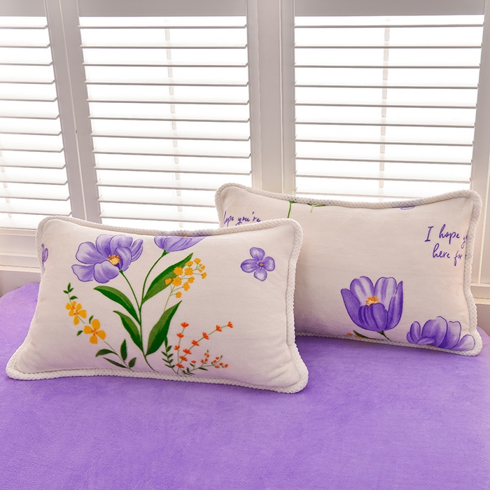 91家纺网 家纺一手货源 找家纺 牵依 2025新款直播床裙小清新印花牛奶绒四件套法兰绒四件套 郁金花海