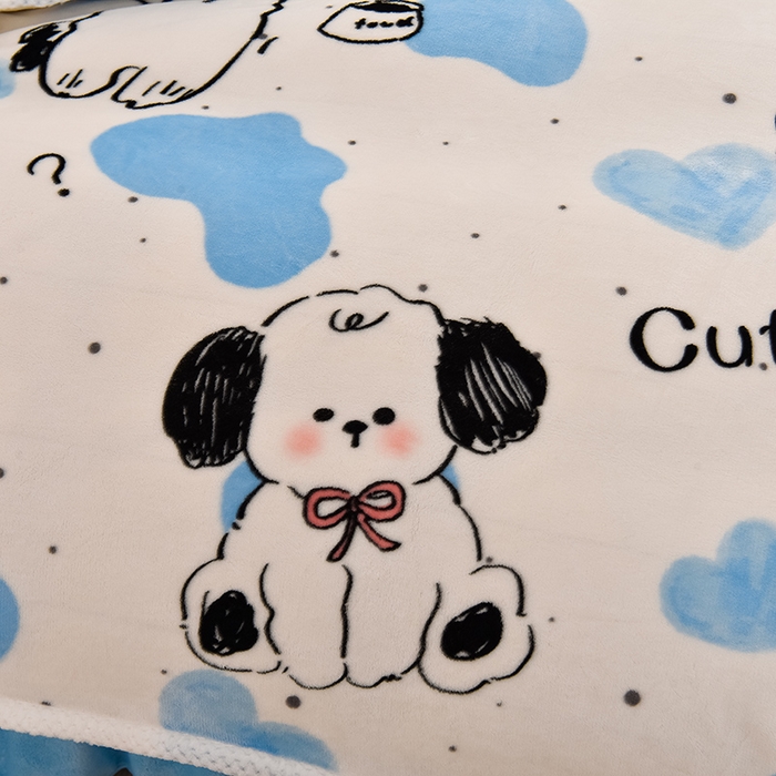 91家纺网 家纺一手货源 找家纺 牵依 2025新款直播床裙小清新印花牛奶绒四件套法兰绒四件套 幸运狗