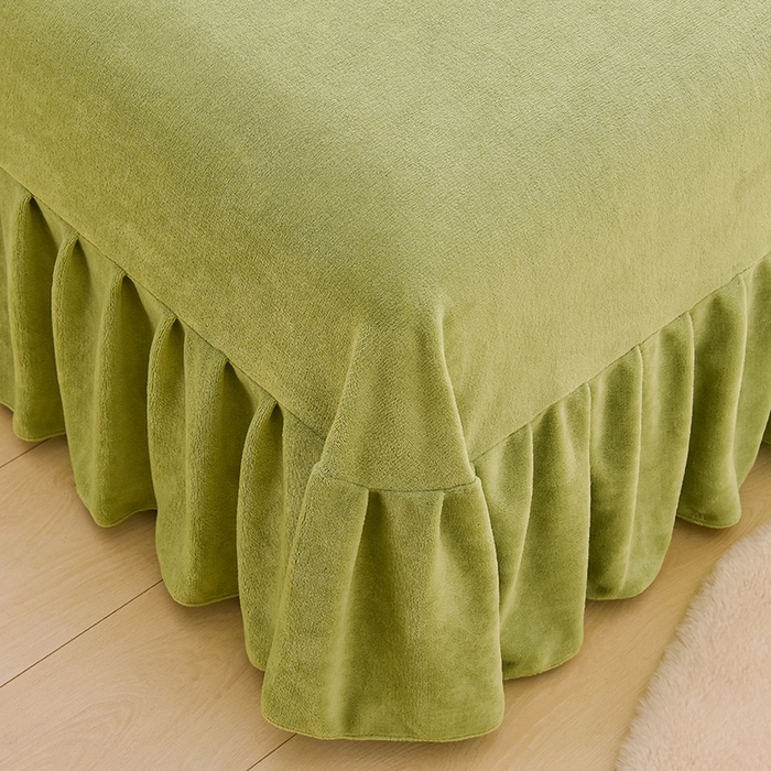 91家纺网 家纺一手货源 找家纺 牵依 2025新款直播床裙小清新印花牛奶绒四件套法兰绒四件套 竹子小熊