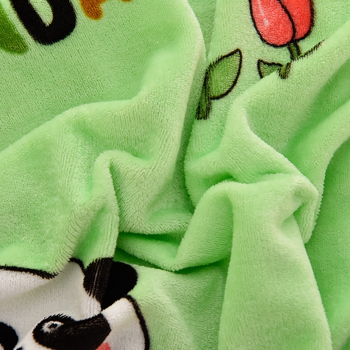 91家纺网 家纺一手货源 找家纺 牵依 2025新款直播床裙小清新印花牛奶绒四件套法兰绒四件套 竹子小熊