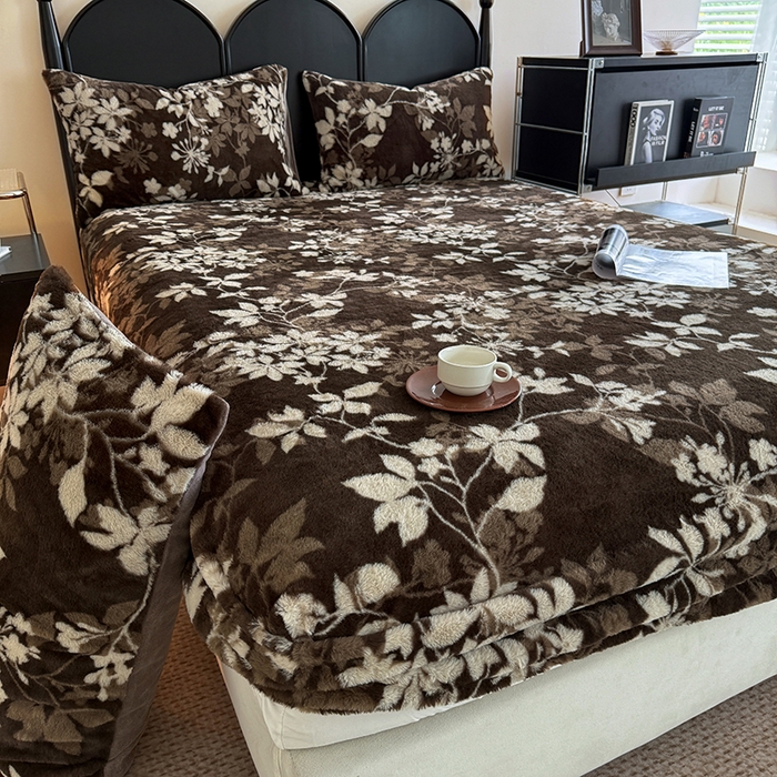 91家纺网 家纺一手货源 找家纺 慕梵家居 2025新款兔绒床笠单品单床笠床笠单件 花间絮语