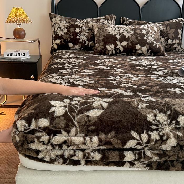 91家纺网 家纺一手货源 找家纺 慕梵家居 2025新款兔绒床笠单品单床笠床笠单件 花间絮语