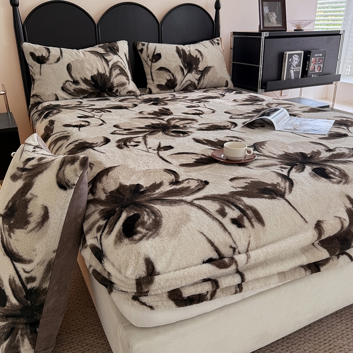 91家纺网 家纺一手货源 找家纺 慕梵家居 2025新款兔绒床笠单品单床笠床笠单件 墨庭芳菲-米