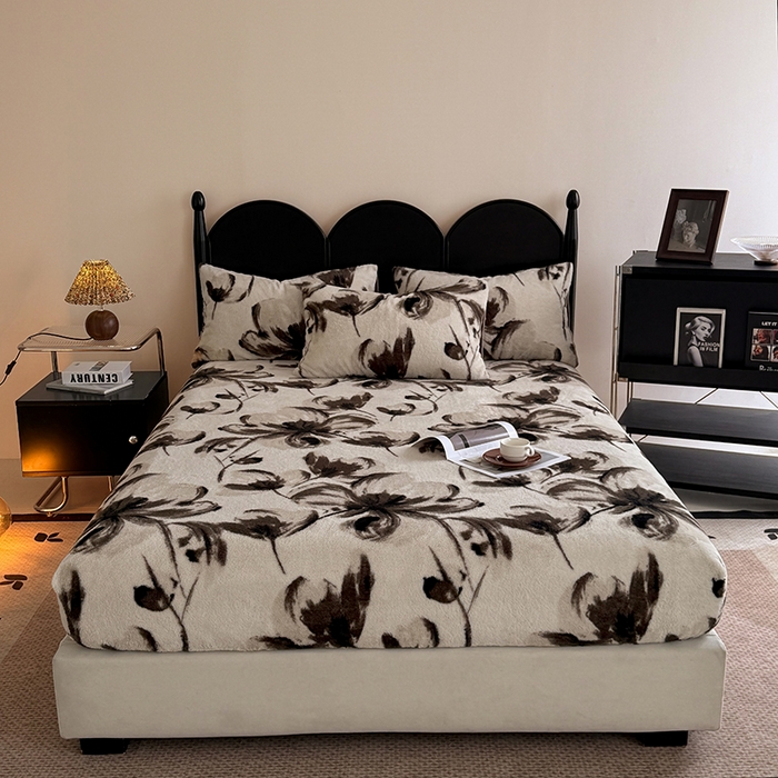 91家纺网 家纺一手货源 找家纺 慕梵家居 2025新款兔绒床笠单品单床笠床笠单件 墨庭芳菲-米