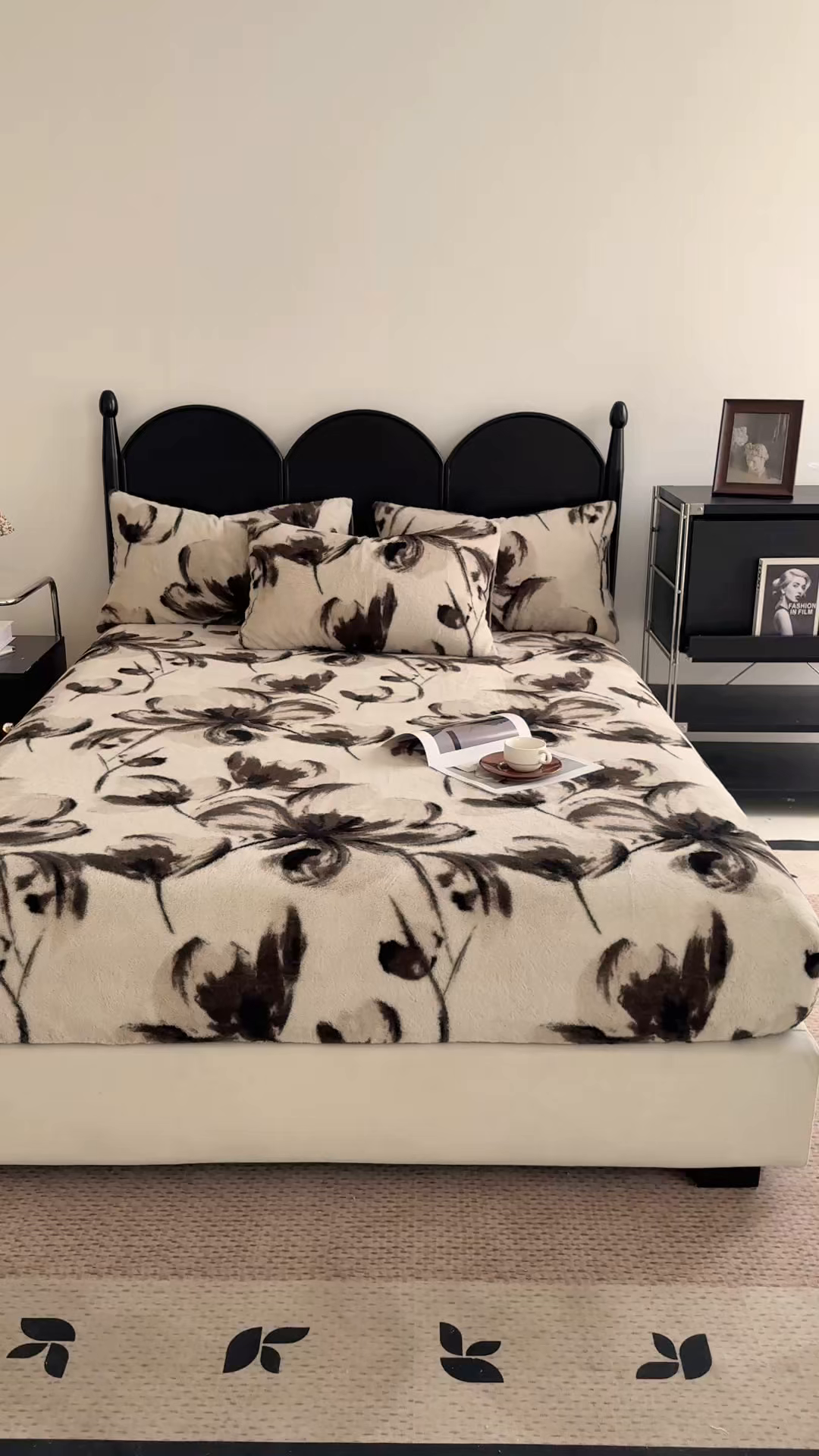 91家纺网 家纺一手货源 找家纺 慕梵家居 2025新款兔绒床笠单品单床笠床笠单件 墨庭芳菲-米