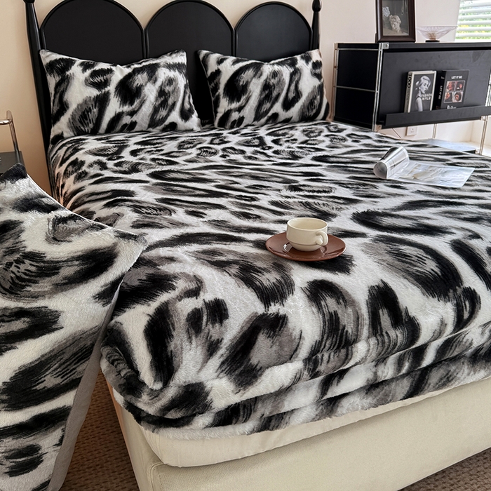 91家纺网 家纺一手货源 找家纺 慕梵家居 2025新款兔绒床笠单品单床笠床笠单件 奢豹荣域-灰