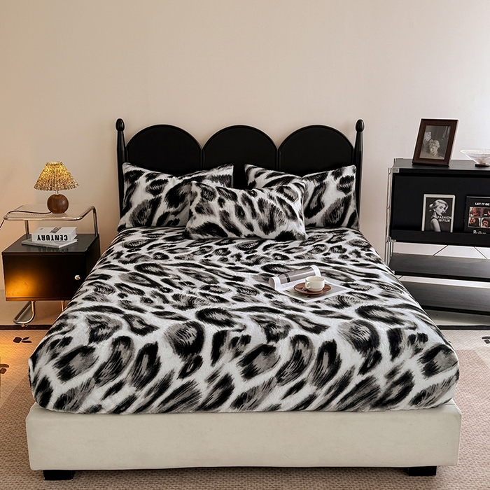 91家纺网 家纺一手货源 找家纺 慕梵家居 2025新款兔绒床笠单品单床笠床笠单件 奢豹荣域-灰