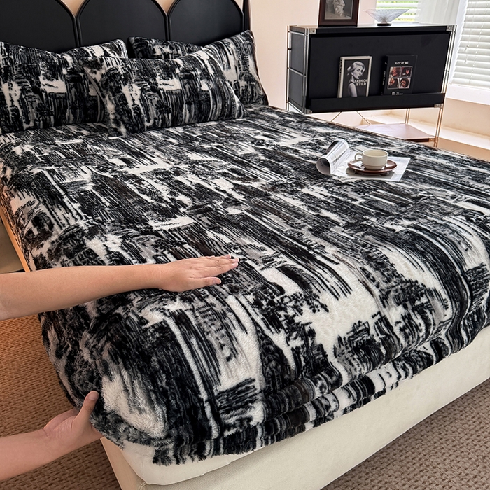 慕梵家居 2025新款兔绒床笠单品单床笠床笠单件 时空叠影